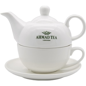 Ahmad Tea čajový set konvička s hrnkem bílý 480ml