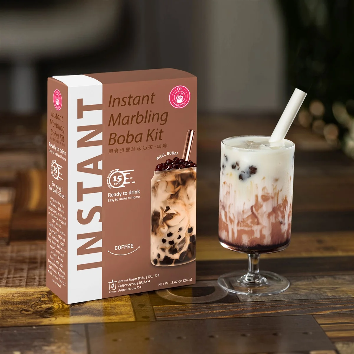 O's Bubble instantní bubble tea kávový 4x60g