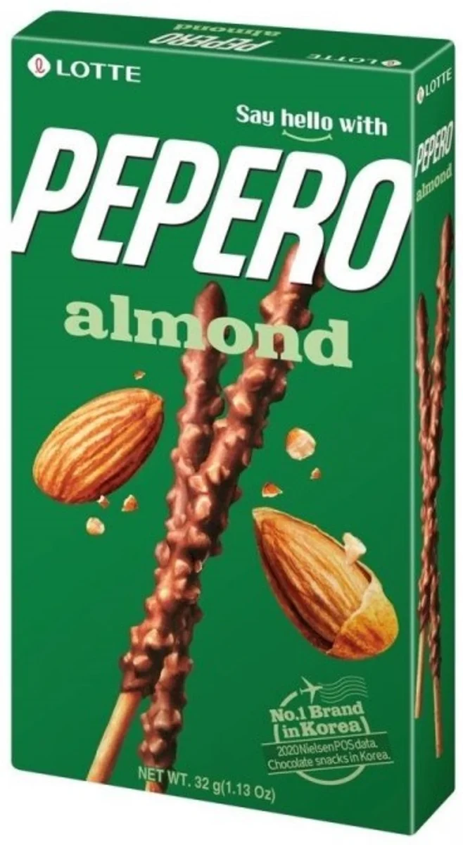 Lotte Pepero Almond tyčinky s čokoládovou polevou a mandlemi 32g