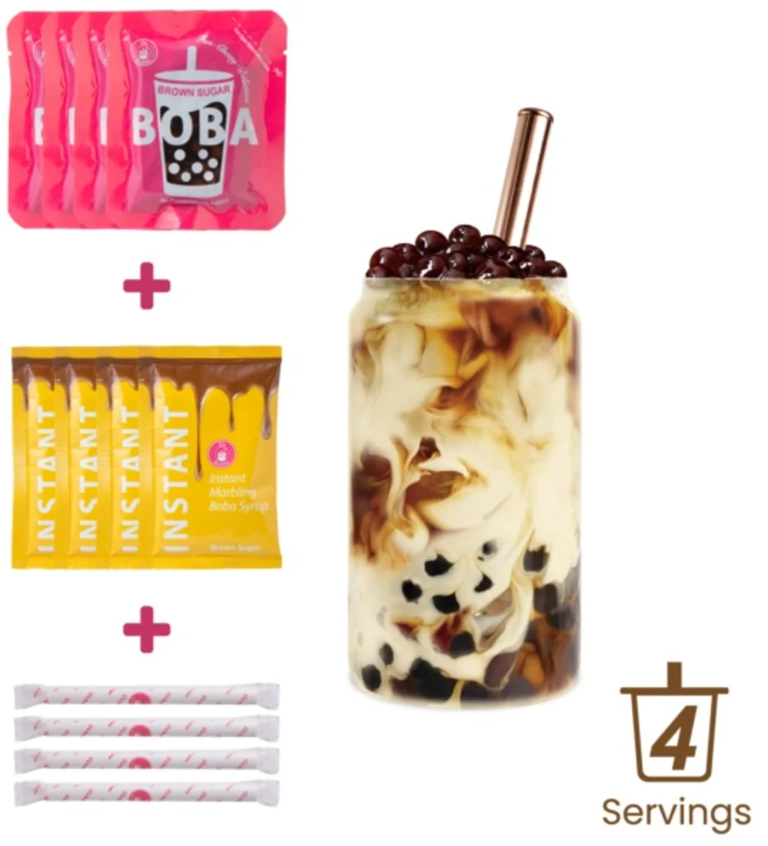 O's Bubble instantní bubble tea brown sugar 4x60g