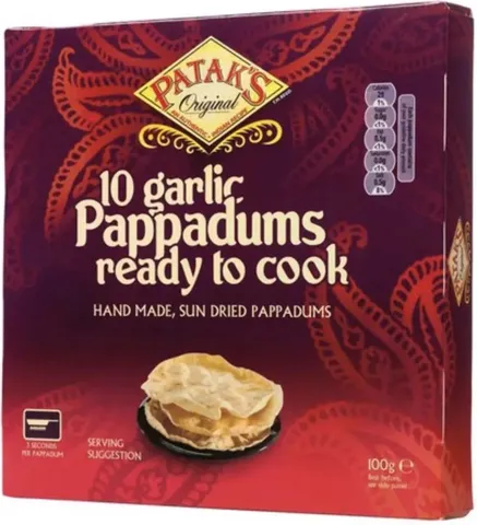 Patak's papadums s česnekem 10ks 100g