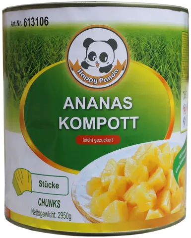 Happy Panda nakládaný ananas kostky plech 3kg